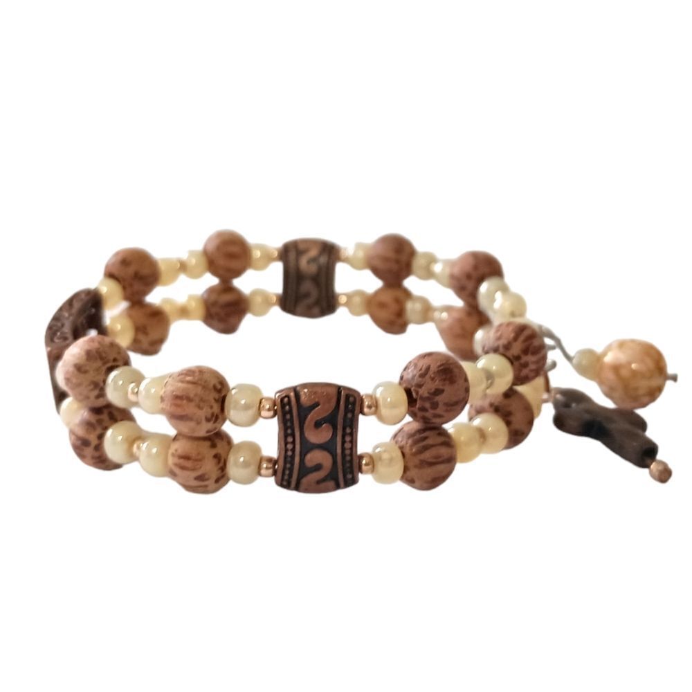 LIVE Beaded Bracelet Memory Wire Adjusts Bangle Cross Religious Inspirational - Picture 5 of 16